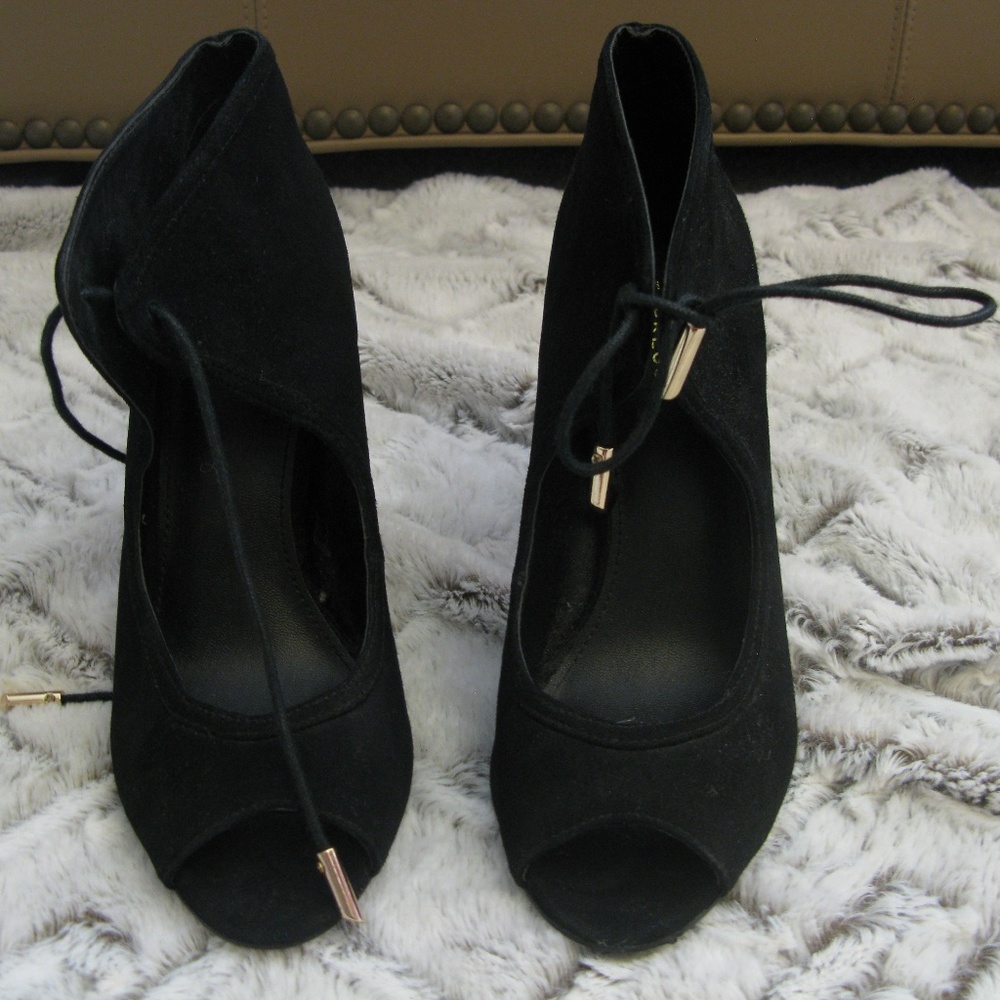 Express Leather/suede Peep Toe Ankle tie Heels